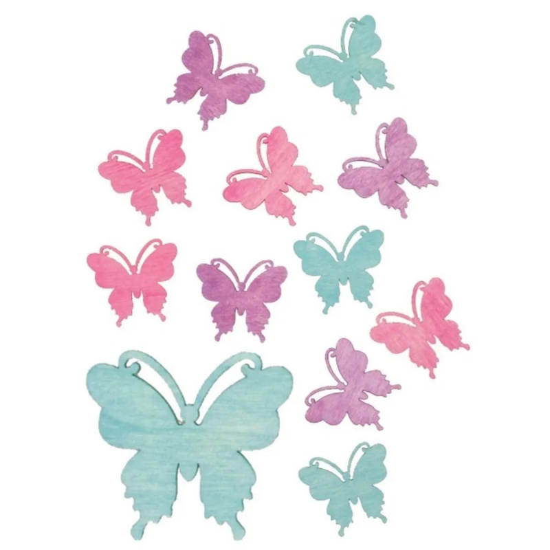 Dřevění motýli 4 cm, 12 ks  Anděl Přerov s.r.o.