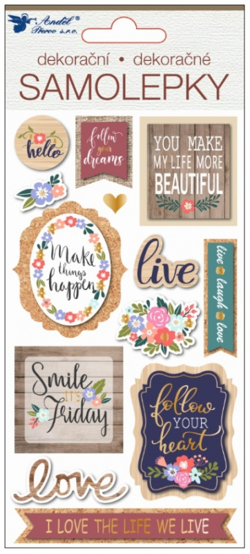 Samolepky 3D s ražbou,motivační texty 17 x 9,5 cm  Anděl Přerov s.r.o.