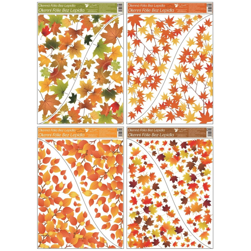 Anděl Přerov Okenní fólie rohová podzimní listí, různé druhy, 1 ks, 42 x 30 cm