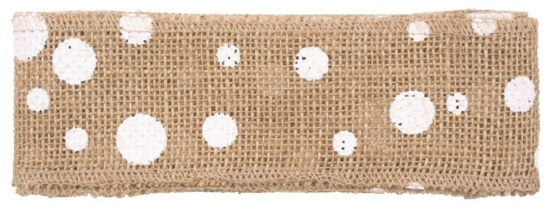 Stuha jutová s bílými kolečky šířka 6 cm, 2 m Anděl Přerov s.r.o.