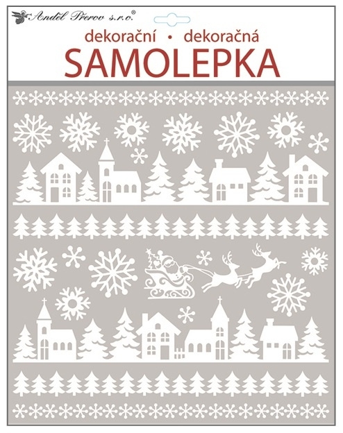 Samolepky bílé s glitry 38x31 cm, domečky Anděl Přerov s.r.o.