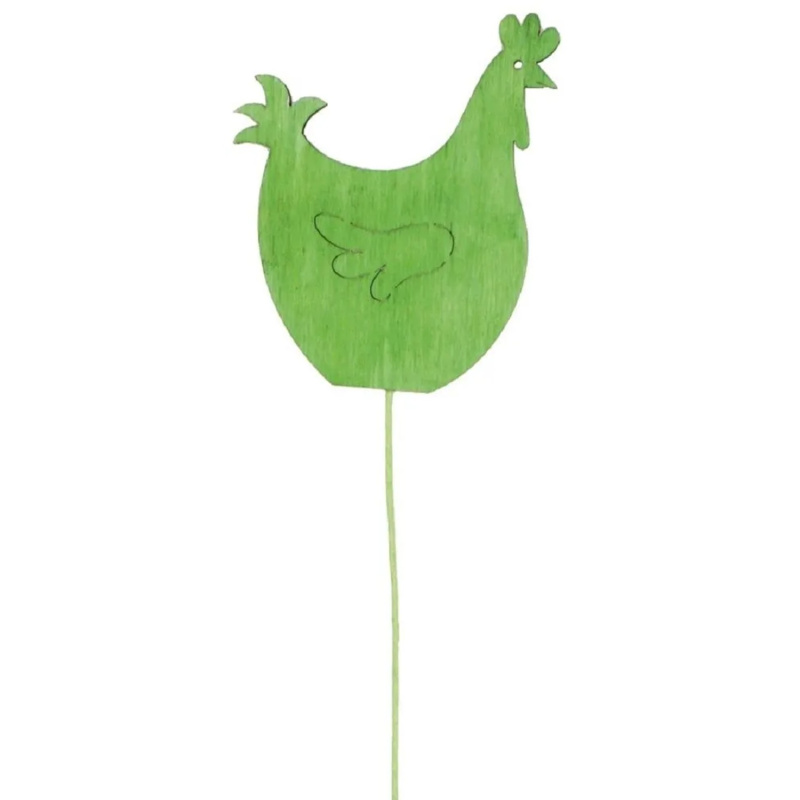 Dřevěná slepička 8 cm zelená + drátek  Anděl Přerov s.r.o.