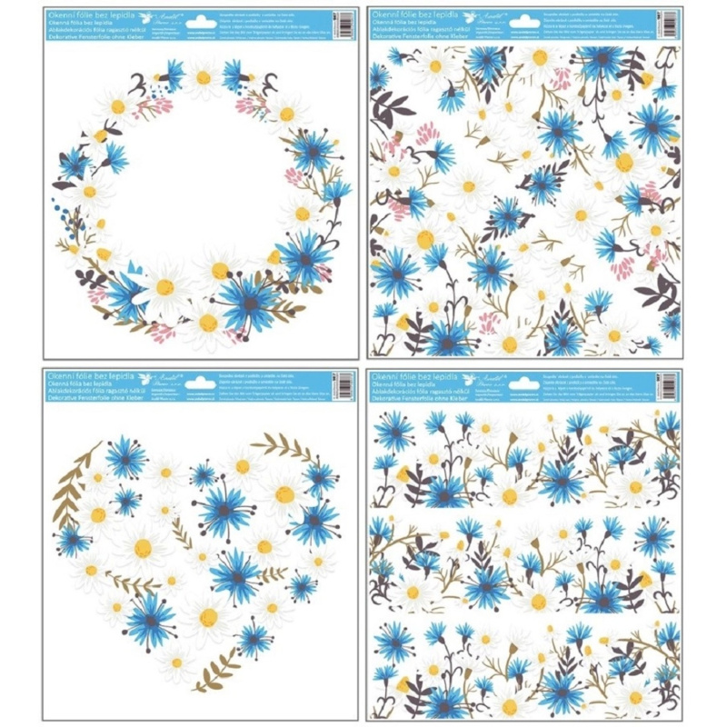Okenní fólie s glitry kytky 33x30 cm  Anděl Přerov s.r.o.