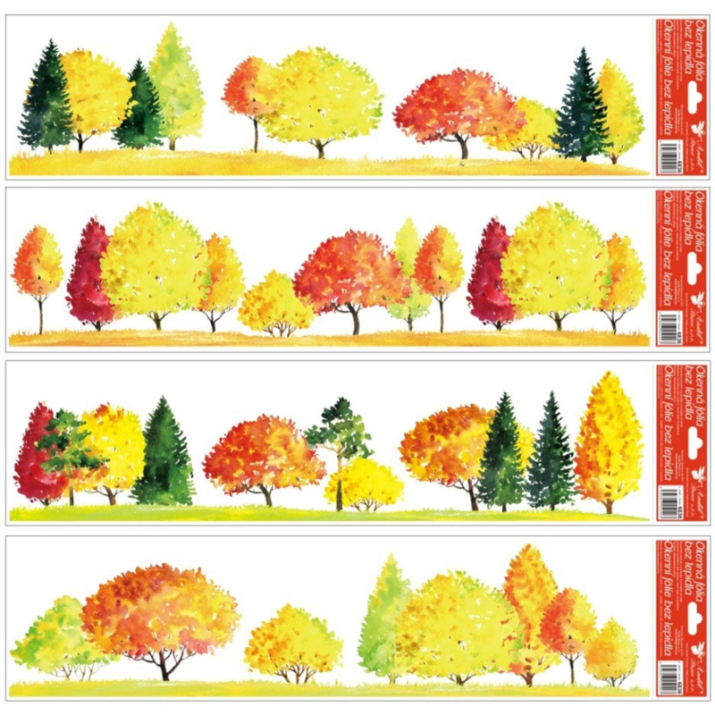 Anděl Přerov Okenní fólie pruhy podzimní stromy, různé druhy, 1 ks, 64 x 15 cm