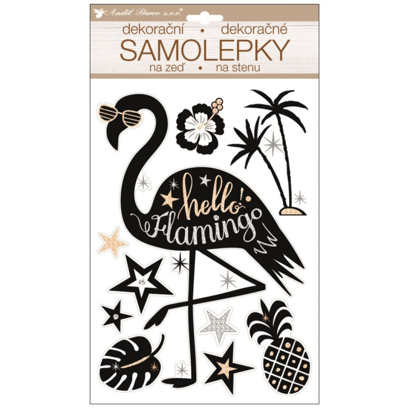 Samolepka na zeď plameňák prostorová 36 x 21 cm Anděl Přerov s.r.o.