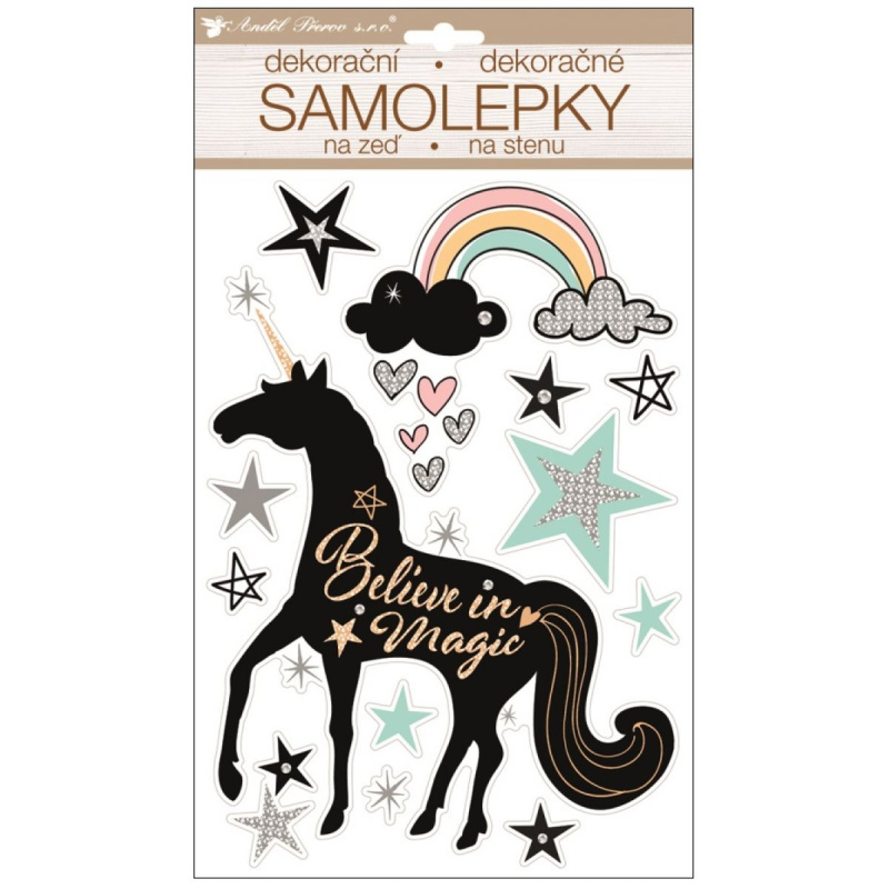 Samolepka za zeď jednorožec prostorová 36 x 21 cm