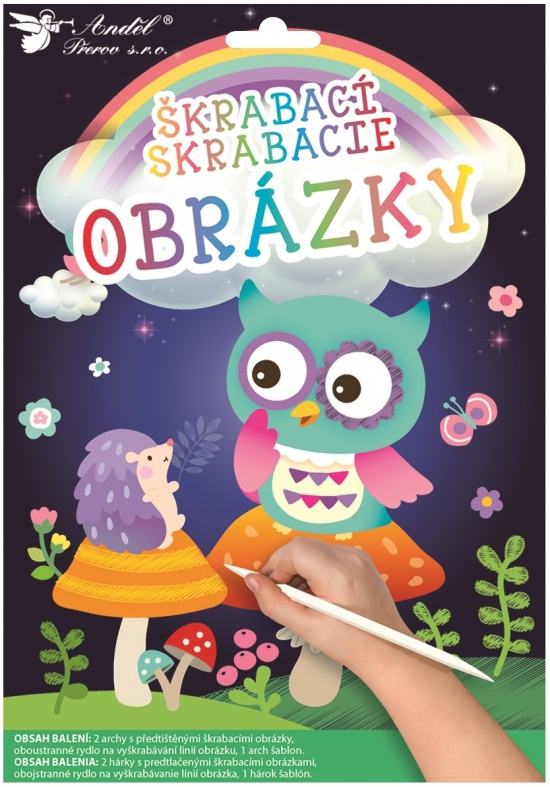Škrabací obrázky 2 archy 16,5 x 21 cm Sovička Anděl Přerov s.r.o.