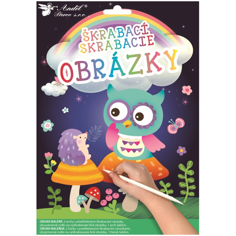 Škrabací obrázky 2 archy 16,5 x 21 cm Sovička Anděl Přerov s.r.o.