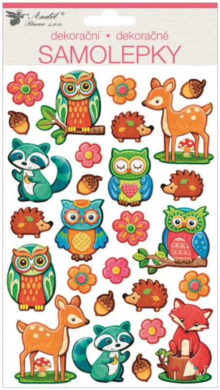 Samolepky lesní zvířata plastické 14 x 25 cm  Anděl Přerov s.r.o.