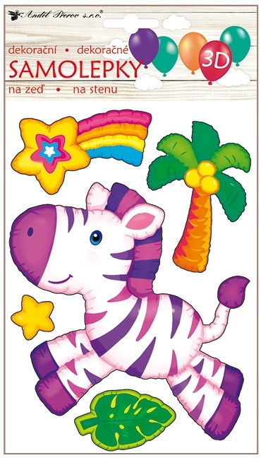 Samolepka na zeď zebra 3D balónková 15 x 26 cm  Anděl Přerov s.r.o.