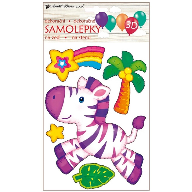 Samolepka na zeď zebra 3D balónková 15 x 26 cm  Anděl Přerov s.r.o.