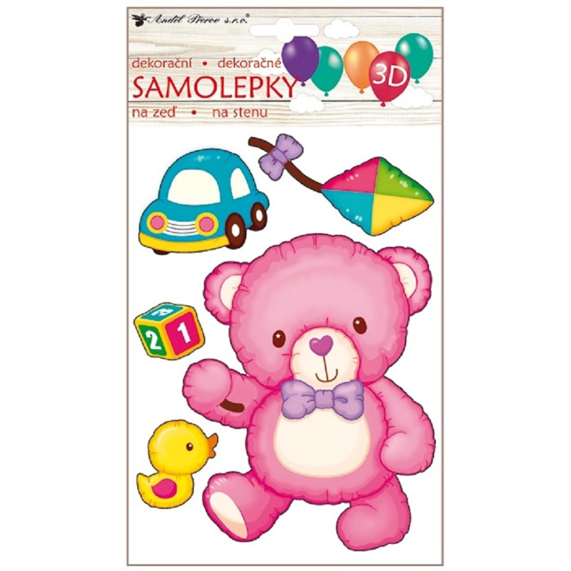 Samolepka na zeď medvídek 3D balónková 15 x 26 cm  Anděl Přerov s.r.o.