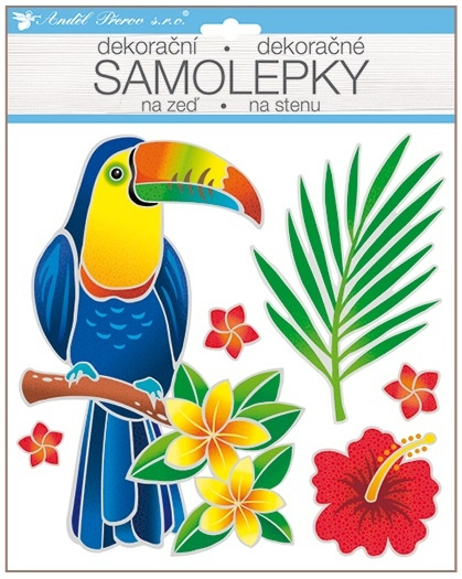 Samolepka za zeď tukan prostorová třpytivá 25 x 31 cm Anděl Přerov s.r.o.