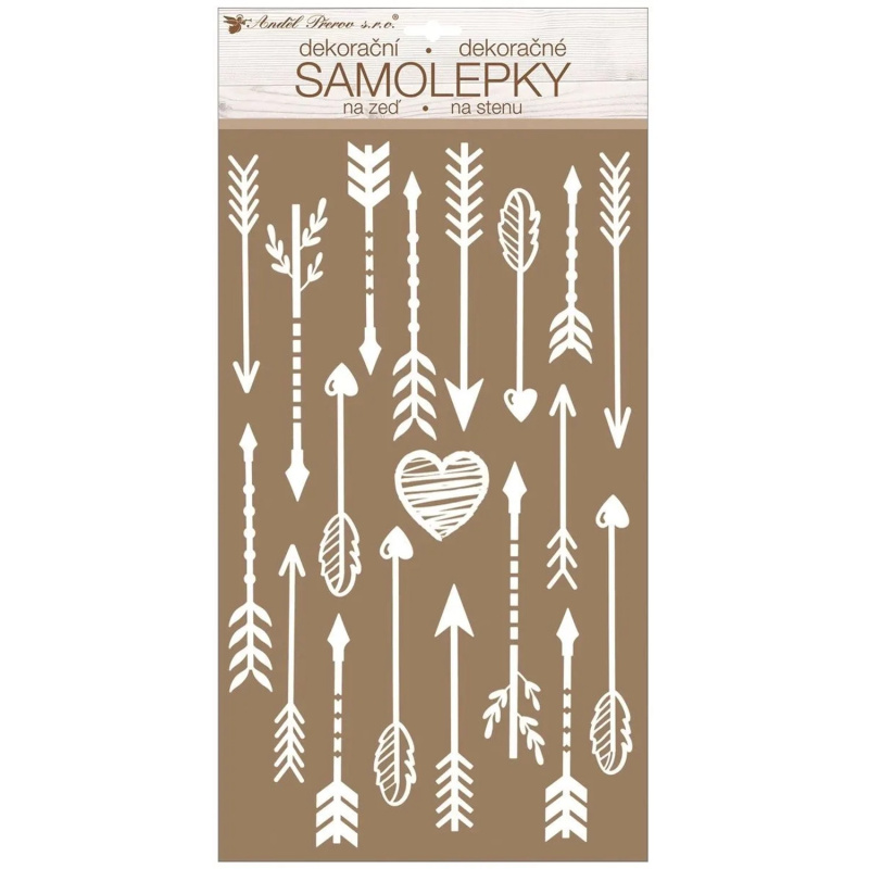 Samolepky na zeď bílé šípy s glitry 24 x 47,5 cm Anděl Přerov s.r.o.