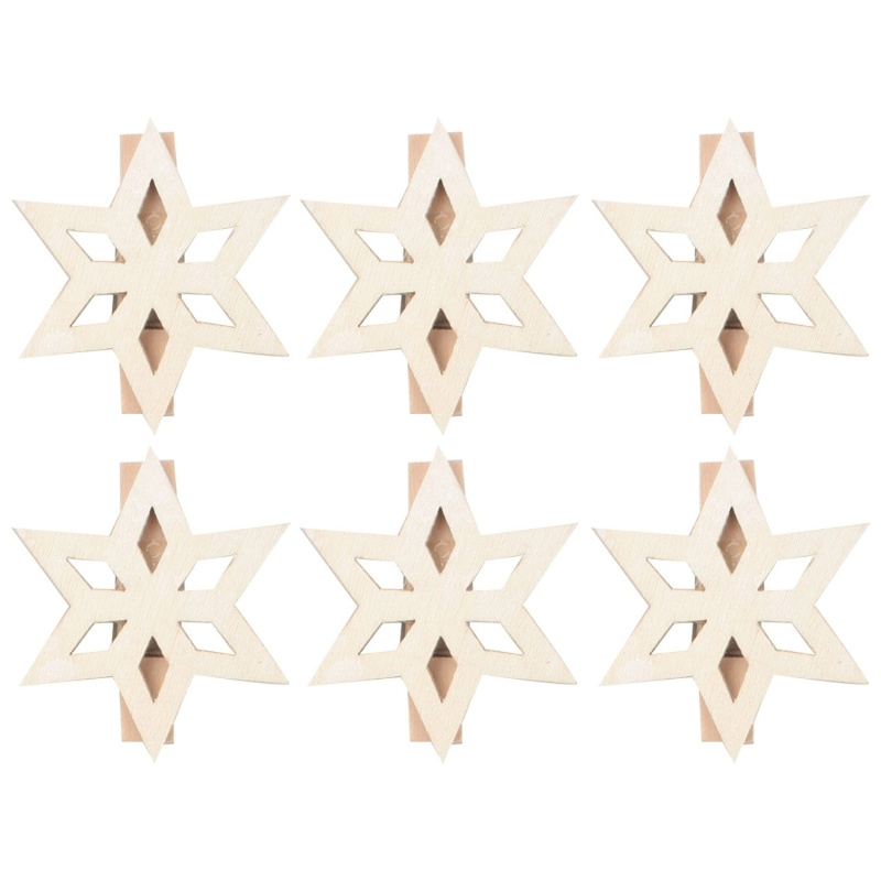 Hvězdy dřevěné na kolíčku 4 cm, 6 ks Anděl Přerov s.r.o.