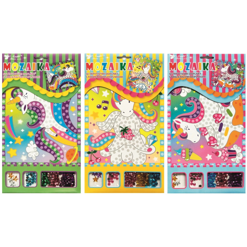 Anděl Přerov Mozaika s třpytivými flitry jednorožec, 17 x 30 cm