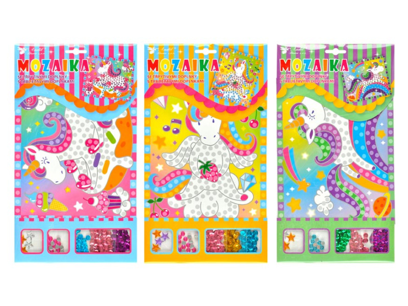 Anděl Přerov Mozaika s třpytivými flitry jednorožec, 17 x 30 cm