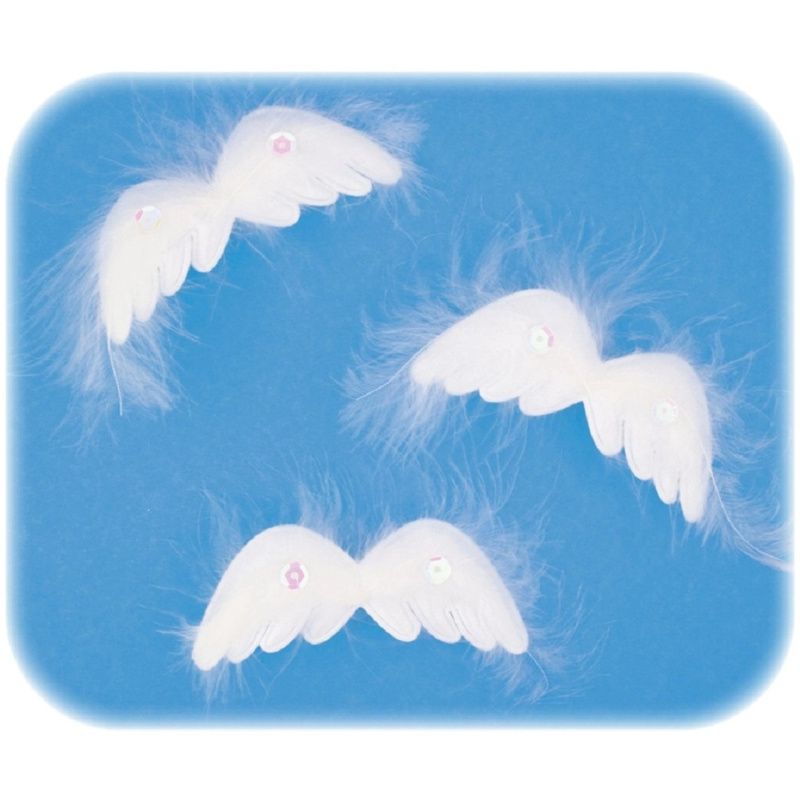 Křídla andělská s peřím na klipu 8 cm, 3 ks Anděl Přerov s.r.o.