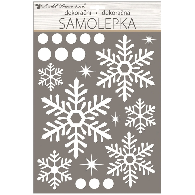 Samolepka vločky, bílá s glitry 28 x 41 cm Anděl Přerov s.r.o.