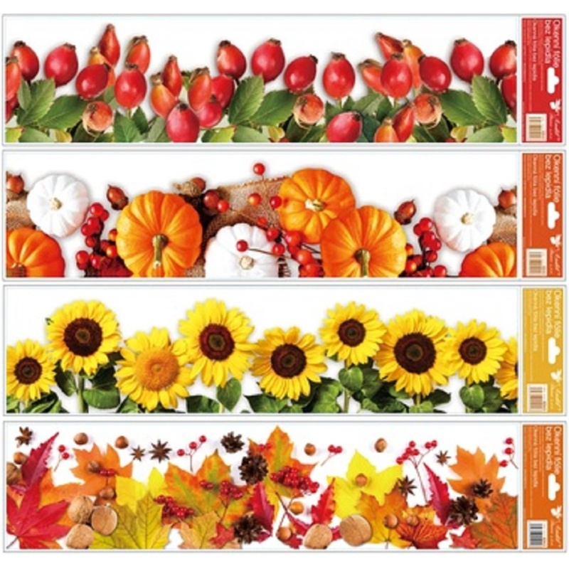 Okenní fólie pruhy podzim plody mix dekorů 64 x 15 cm