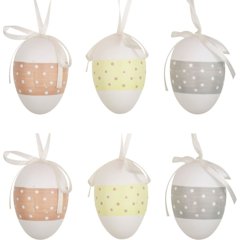Vajíčka s puntíky plastová na zavěšení 6 cm, 6 ks