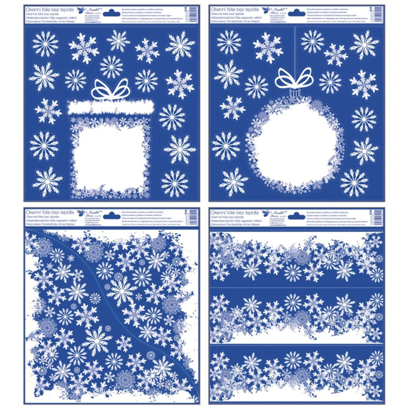 Okenní fólie Motivy z vloček mix vzorů, 1 ks, 30 x 33,5 cm