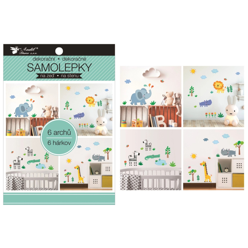 Samolepky na zeď v bloku zvířátka 16 x 23 cm 6 listů Anděl Přerov s.r.o.