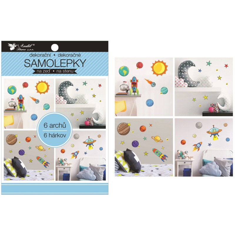 Samolepky na zeď v bloku vesmír 16 x 23 cm 6 listů Anděl Přerov s.r.o.