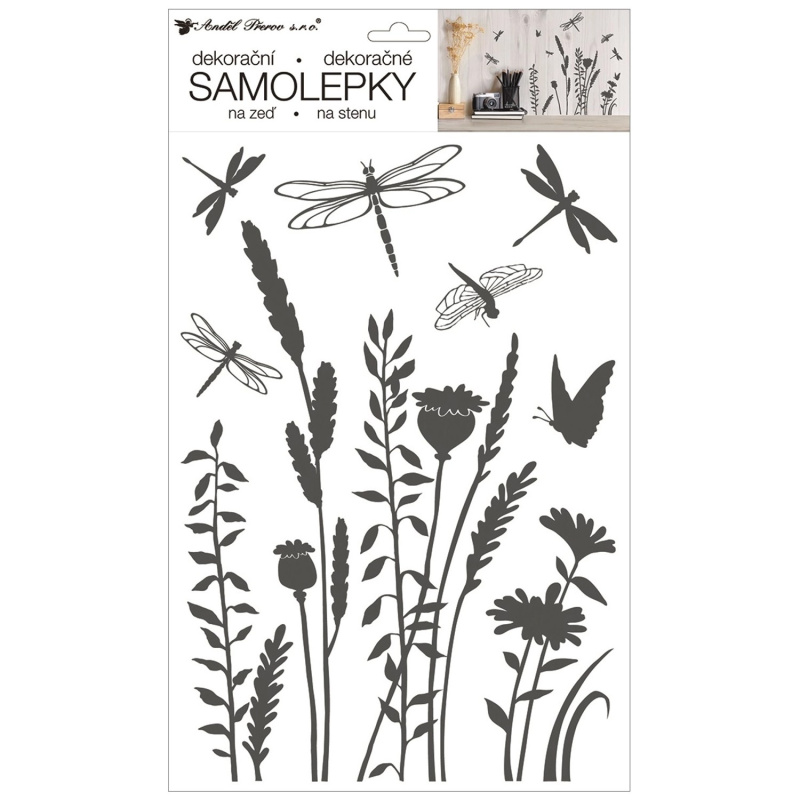 Samolepky na zeď rostliny a vážky 24 x 42 cm Anděl Přerov s.r.o.
