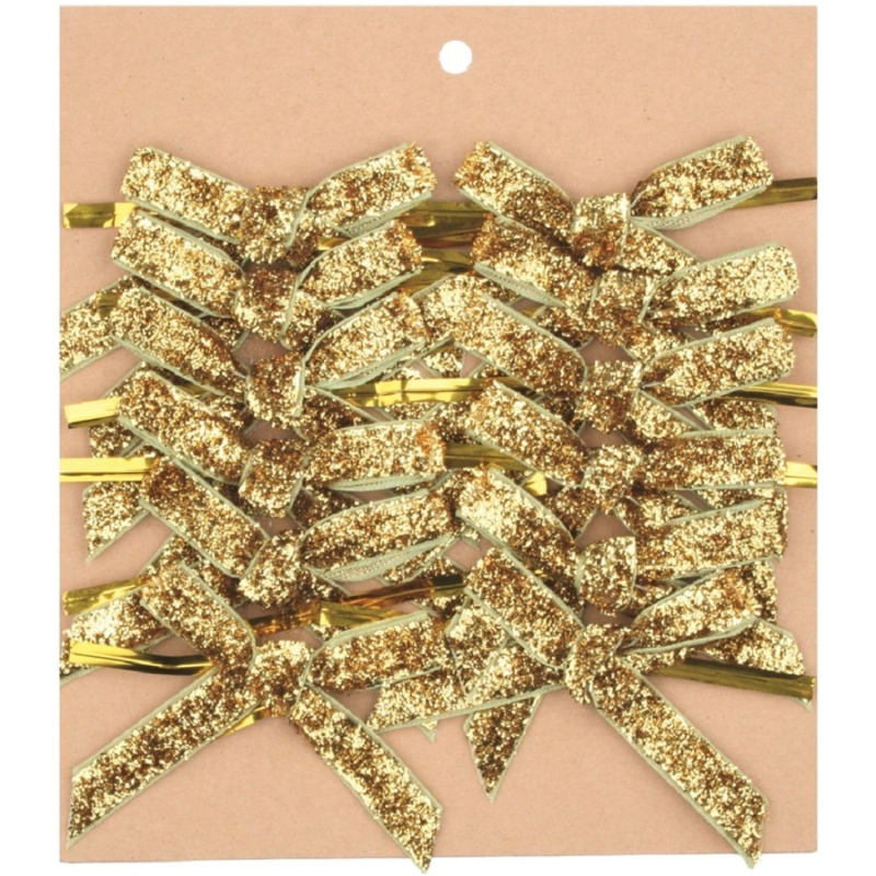 Mašle úzká zlatá třpytivá 8 cm, 12 ks  Anděl Přerov s.r.o.