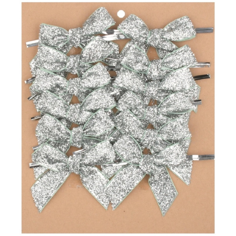 Mašle stříbrná třpytivá 8 cm, 12 ks  Anděl Přerov s.r.o.