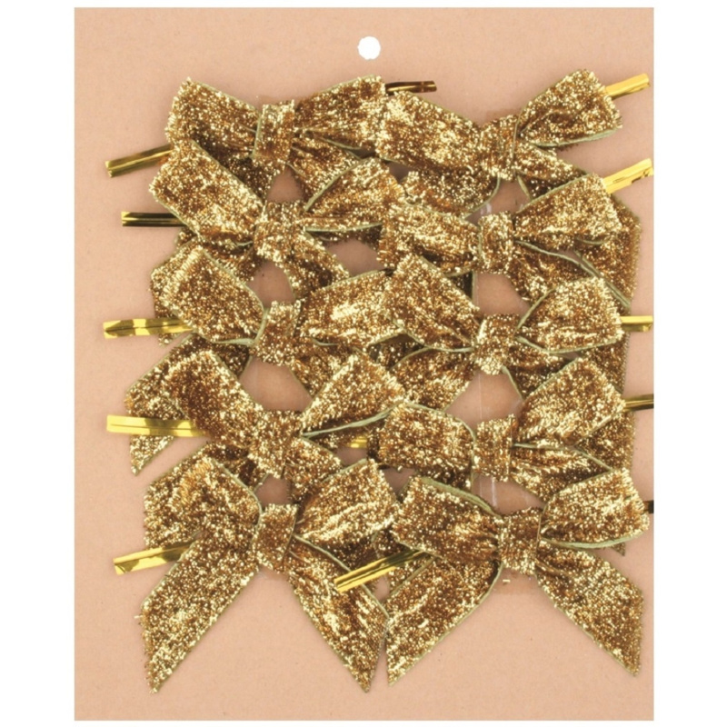 Mašle zlatá třpytivá 8 cm, 12 ks  Anděl Přerov s.r.o.