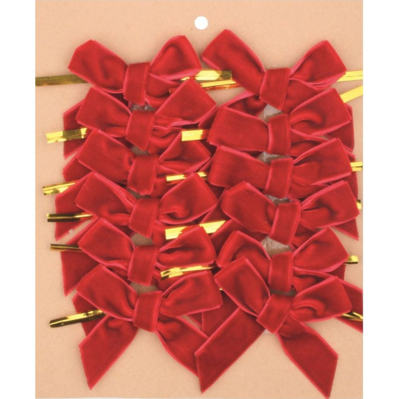 Mašle sametová červená 8 cm, 12 ks  Anděl Přerov s.r.o.