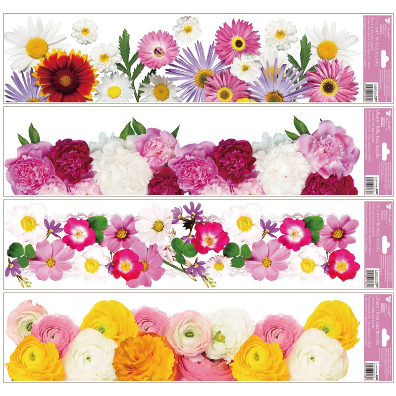 Anděl Přerov Okenní fólie pruhy květiny, 64 x 15 cm