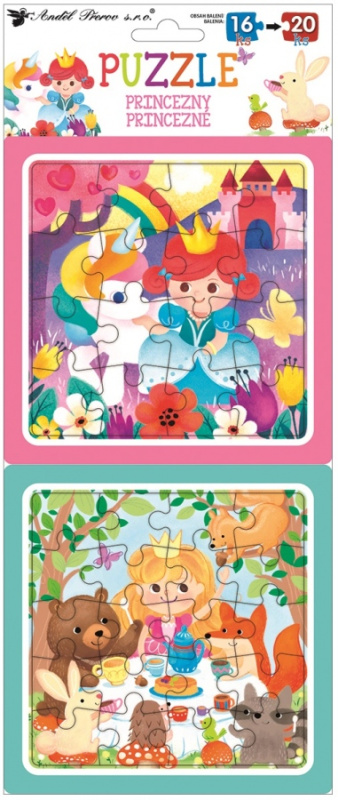 Puzzle 2 obrázky 15 x 15 cm, 16 a 20 dílků, princezny Anděl Přerov s.r.o.