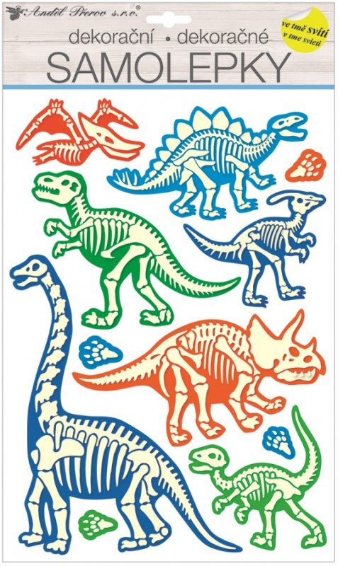 Samolepka na zeď svítící ve tmě 41 x 25 cm, dinosauři Anděl Přerov s.r.o.