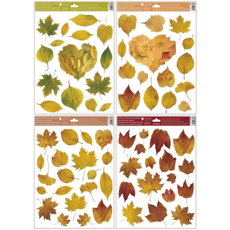 Anděl Přerov Okenní fólie podzimní listy, různé druhy, 1 ks, 30 x 42 cm