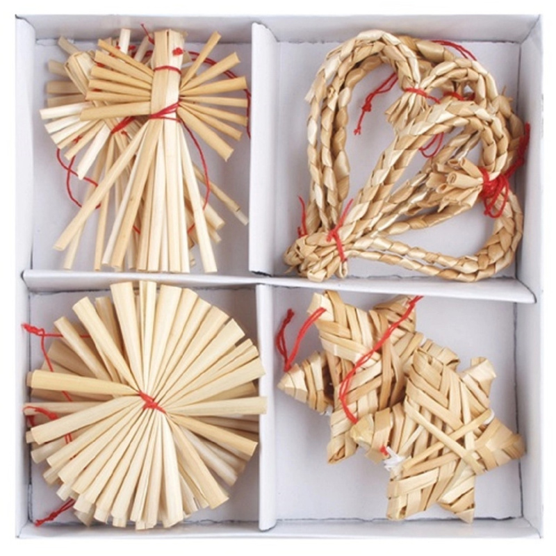 Slaměné ozdoby v krabičce 12 ks Anděl Přerov s.r.o.