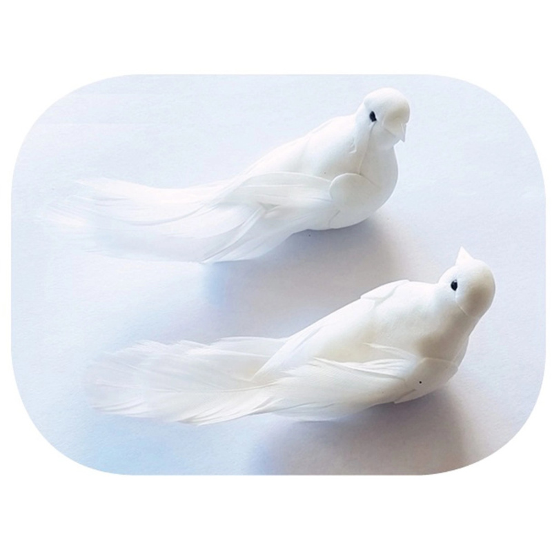 Ptáček na klipu 11 cm, 2 ks, bílý Anděl Přerov s.r.o.