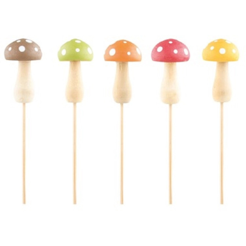 Zápich muchomůrka dřevěný 5 cm mix barev + špejle