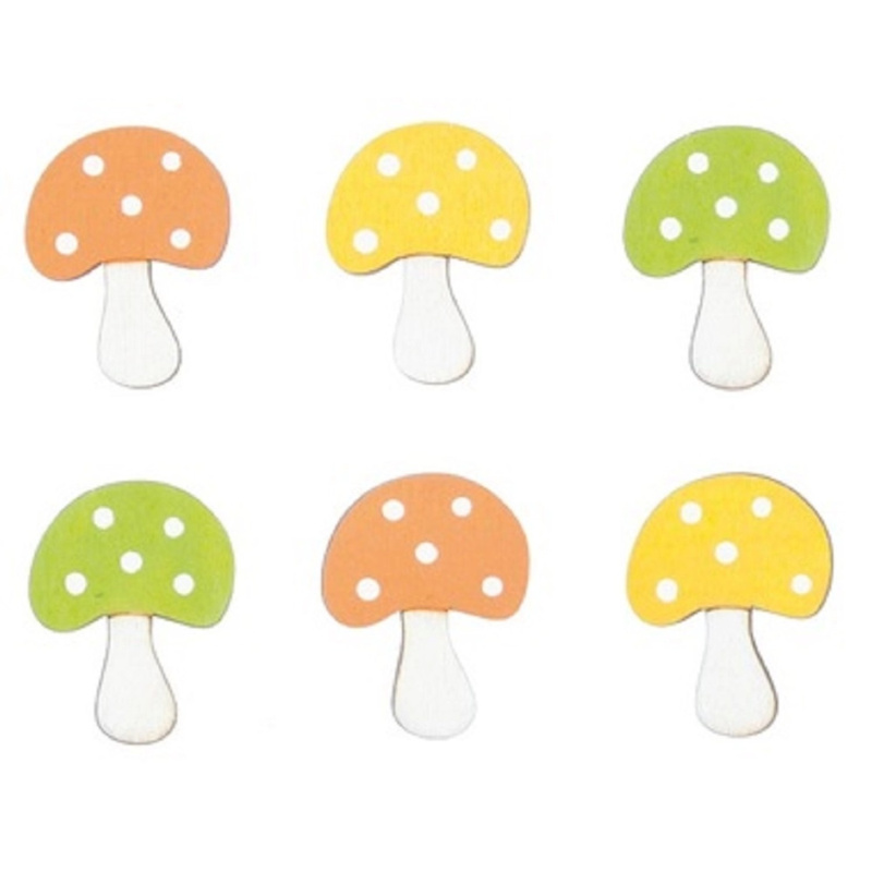 Hříbky dřevěné s lepíkem 4 cm, 6 ks  Anděl Přerov s.r.o.