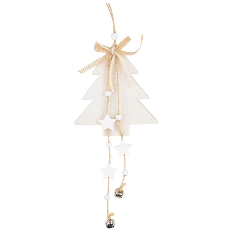 Stromek dřevěný na zavěšení, bílá, 11 x 20 cm