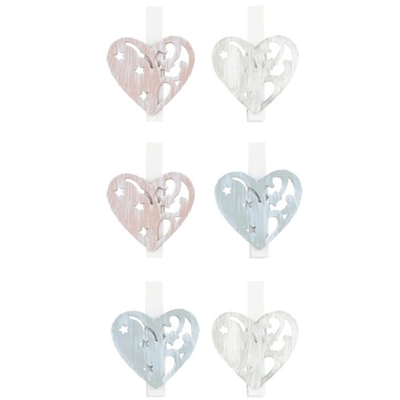 Srdce dřevěné na kolíčku 4 cm, 6 ks Anděl Přerov s.r.o.