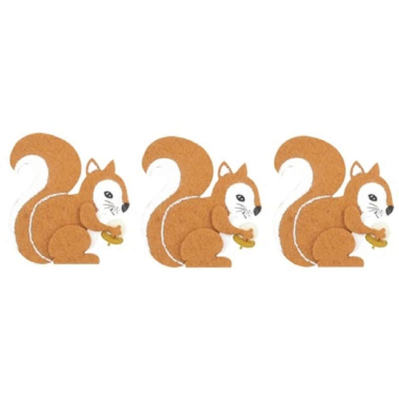 Veverka z filcu na kolíčku 8 cm, 3 ks Anděl Přerov s.r.o.