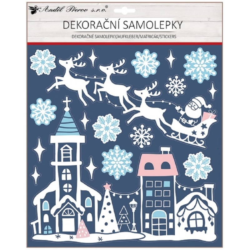 Samolepka s glitry 30 x 38 cm, městečko a Santa Anděl Přerov s.r.o.