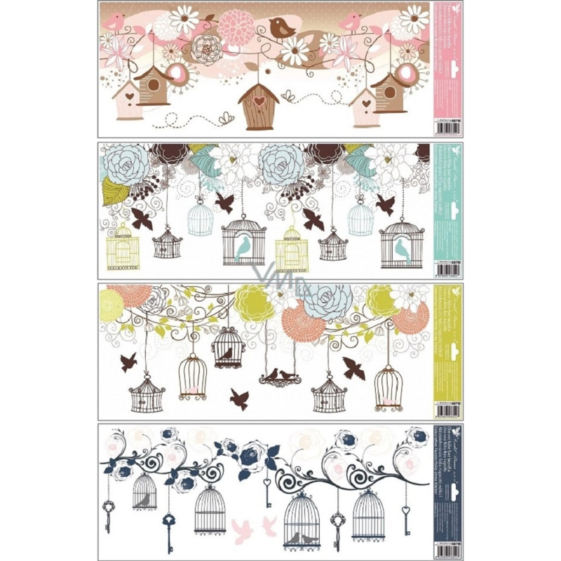 Anděl Přerov Dekorační okenní fólie ptáčci a klícky, mix dekorů, 60 x 22,5 cm