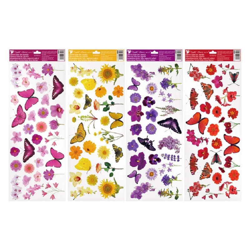 Anděl Přerov Dekorační okenní fólie motýli a květiny, mix dekorů, 60 x 22,5 cm