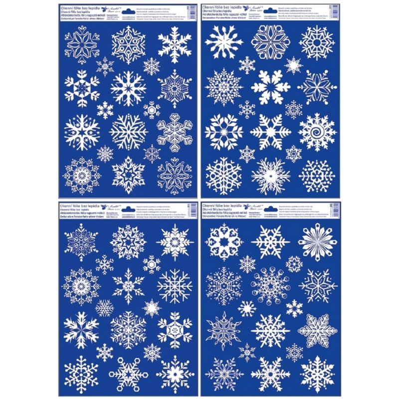 Okenní fólie vločky se sněhovým efektem, různé druhy, 1 ks, 30 x 42 cm
