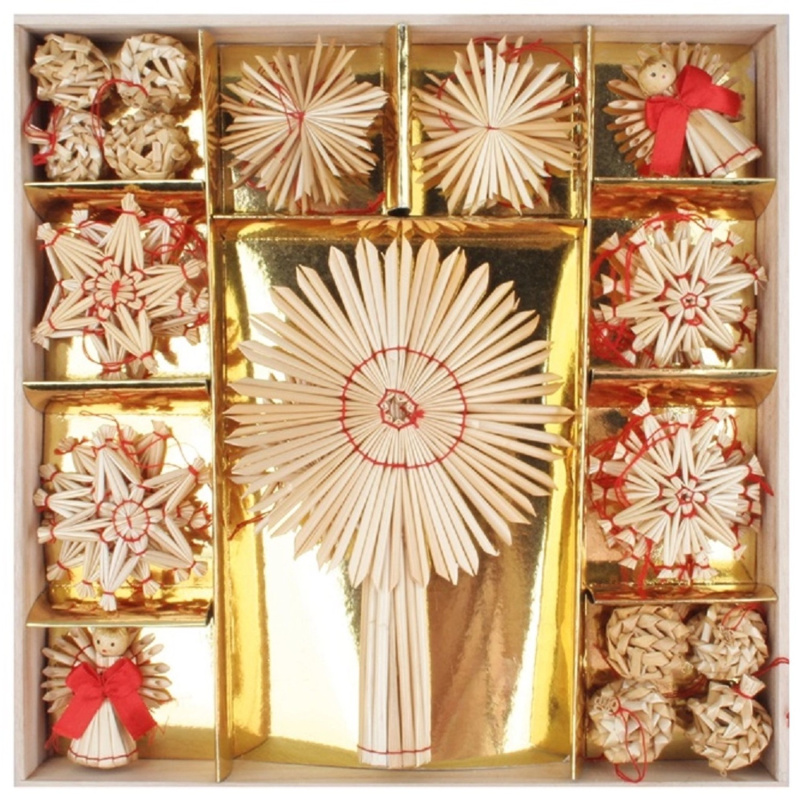 Slaměné ozdoby různých tvarů 6 - 10 cm, 40 ks Anděl Přerov s.r.o.