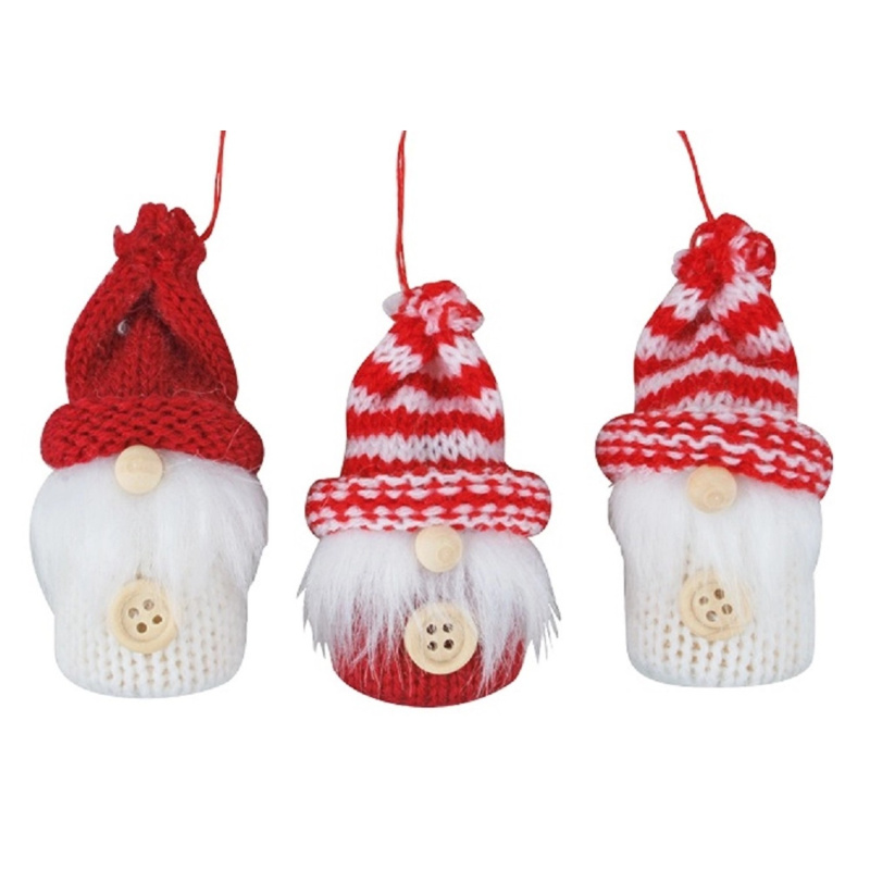 Pletený skřítek na zavěšení s knoflíkem 7 cm